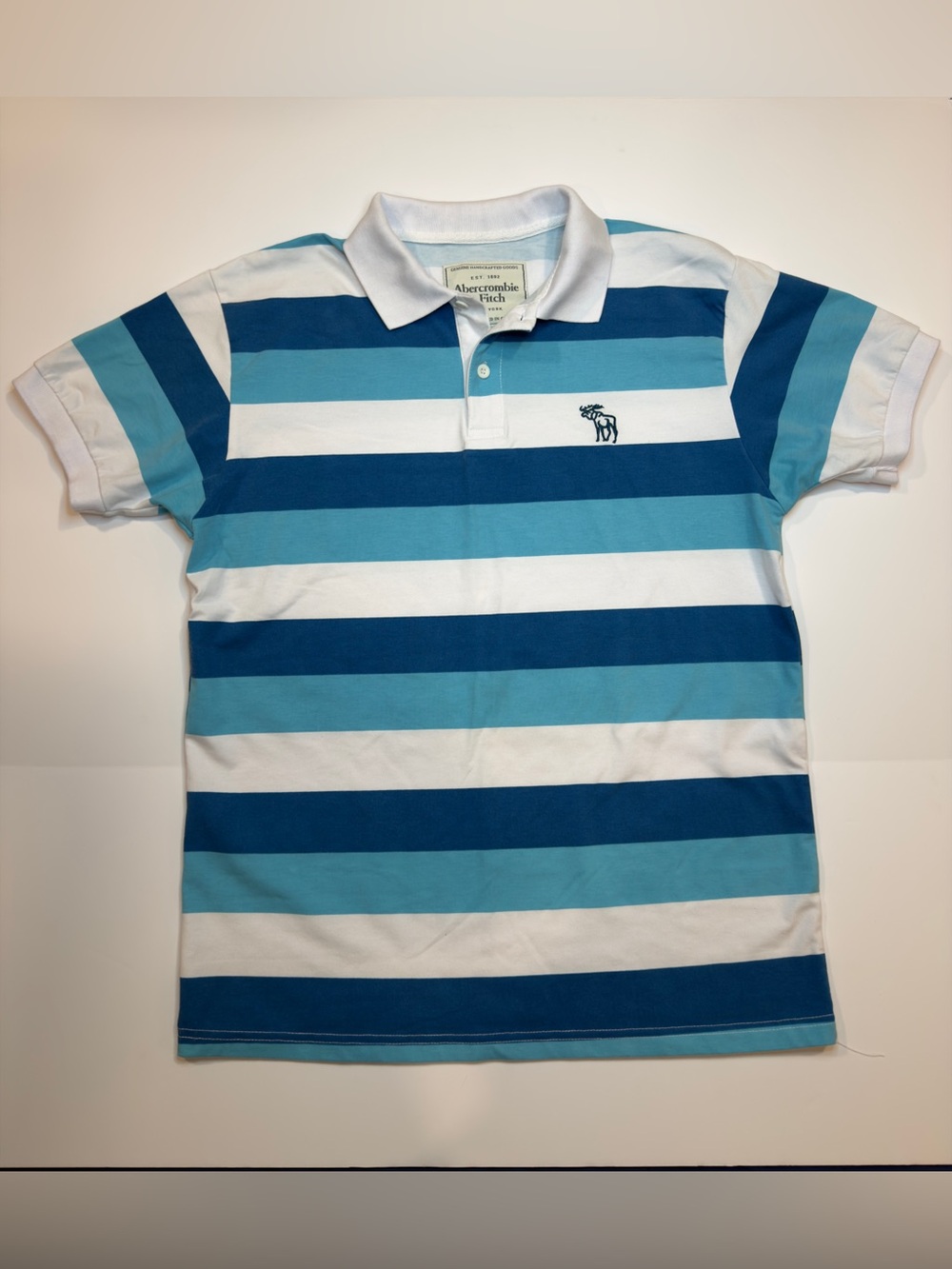 Abercrombie & Fitch Boys Blue and White Striped Polo